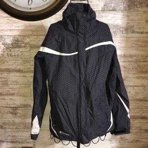 Columbia Interchange Dark Grey Hooded Waterproof Windbreaker Jacket Womens SM​​